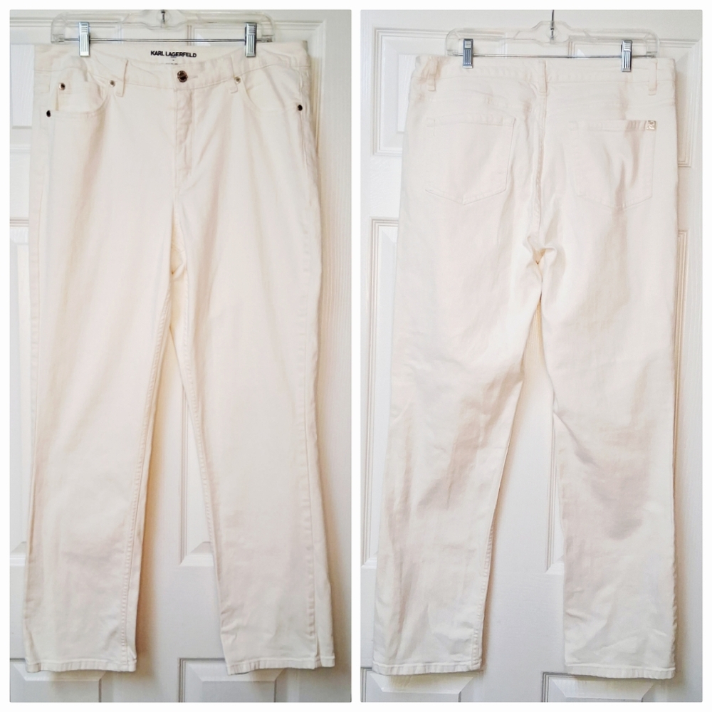 Karl Lagerfeld Jeans Off-White Casual Cotton Blend Women's Size 14